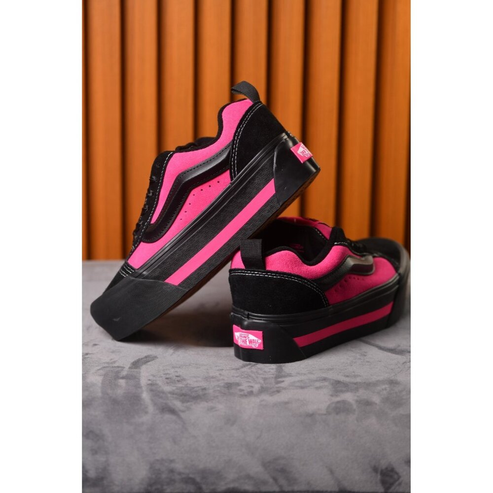 New! Size: 7.5 Women | VANS Knu Skate Platform Stacked | Black/Pink Satin - Picture 13 of 16